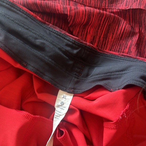 Red and black Lululemon shorts - Picture 3 of 3